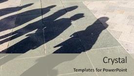  Presentation with society - Colorful presentation theme enhanced with youth silhouette - shadows of people symbolic photo backdrop and a light gray colored foreground