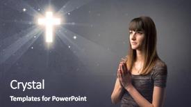  Presentation with young grey maine coon cat - PPT layouts featuring youth sin - young woman praying background and a  colored foreground
