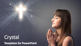  Presentation with young grey maine coon cat - Presentation having youth sin - young woman praying background and a  colored foreground