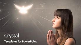  Presentation with grey - Presentation theme enhanced with youth sin - young woman praying background and a  colored foreground