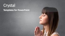  Presentation with grey - Amazing PPT theme having youth sin - young woman praying backdrop and a  colored foreground