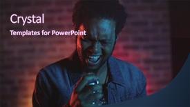  Presentation with singer - Colorful slide deck enhanced with youth singers - close up of male singer backdrop and a wine colored foreground