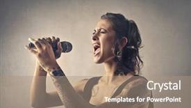  Presentation with youth - Cool new PPT theme with youth singers - tattooed woman singing backdrop and a coral colored foreground