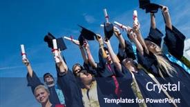  Presentation with high school students - Beautiful presentation theme featuring youth suceed - high school students graduates tossing backdrop and a  colored foreground