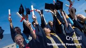  Presentation with high school students - Presentation theme consisting of youth suceed - high school students graduates tossing background and a  colored foreground