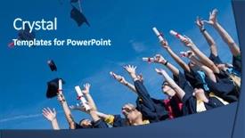  Presentation with high school students - Colorful presentation theme enhanced with youth suceed - high school students graduates tossing backdrop and a  colored foreground