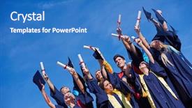  Presentation with tossing - Colorful slide deck enhanced with youth suceed - high school students graduates tossing backdrop and a  colored foreground