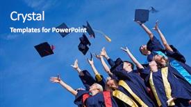  Presentation with high school students - Beautiful PPT theme featuring youth suceed - high school students graduates tossing backdrop and a  colored foreground