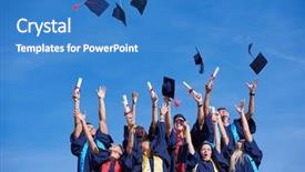  Presentation with high school students - Beautiful slide set featuring youth suceed - high school students graduates tossing backdrop and a teal colored foreground