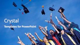  Presentation with high school students - Audience pleasing PPT theme consisting of youth suceed - high school students graduates tossing backdrop and a  colored foreground