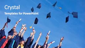  Presentation with high school students - Audience pleasing slide set consisting of youth suceed - high school students graduates tossing backdrop and a teal colored foreground