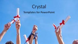  Presentation with tossing - Presentation design enhanced with youth suceed - high school students graduates tossing background and a  colored foreground