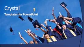  Presentation with tossing - Slide deck with youth suceed - high school students graduates tossing background and a  colored foreground