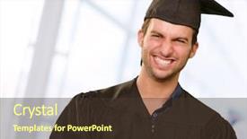  Presentation with graduation - Beautiful PPT theme featuring youth suceed - portrait of young graduation man backdrop and a tawny brown colored foreground
