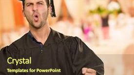  Presentation with graduation black graduate hat - Presentation theme featuring youth suceed - portrait of young graduation man background and a  colored foreground