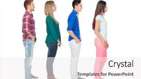  Presentation with group of people - PPT theme having youth unemployment - four casual group of people background and a white colored foreground