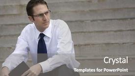  Presentation with job - Beautiful slide deck featuring youth unemployment - job searching businessman backdrop and a gray colored foreground