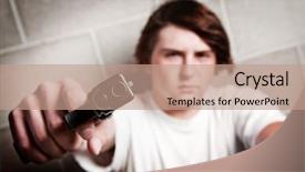  Presentation with gun and ammo - PPT layouts consisting of youth violence - teenager male pointing gun background and a  colored foreground