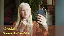  Presentation with youthful - Theme featuring youthful-albino-girl-in-earphones background and a tawny brown colored foreground