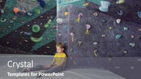 Presentation with youthful - Cool new PPT theme with youthful boy looking at his hands while sitting on mat by climbing equipment and having break after exercising backdrop and a gray colored foreground