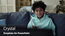  Presentation with youthful - Presentation design enhanced with youthful-boy-sitting-on-couch background and a dark gray colored foreground