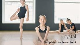  Presentation with black girl - PPT theme featuring youthful-girl-in-black-leotard background and a coral colored foreground