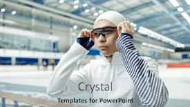  Presentation with ice break - Presentation featuring youthful-guy-in-sports-uniform background and a light blue colored foreground