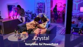  Presentation with youthful - Presentation theme consisting of youthful-guys-and-girl background and a navy blue colored foreground