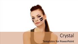  Presentation with black women beautiful woman - Colorful presentation theme enhanced with ypung beautiful soldier woman sitting backdrop and a  colored foreground