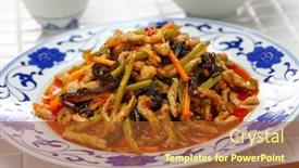  Presentation with chinese - Colorful slides enhanced with yu-xiang-rou-si-sichuan backdrop and a tawny brown colored foreground