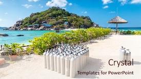  Presentation with petroleum storage tanks - Colorful theme enhanced with yuan island of koh tao backdrop and a lemonade colored foreground