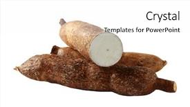  Presentation with cassava - Cool new presentation with manioc flour farinha de mandioca - yuca cassava roots isolated backdrop and a white colored foreground