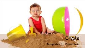  Presentation with baby girl welcome - PPT theme with yuck face while play background and a gold colored foreground