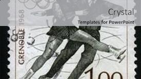  Presentation with olympic games - Theme with yugoslavia-circa-1968-a-stamp background and a light gray colored foreground