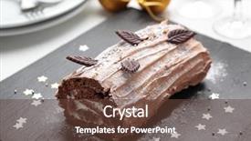  Presentation with christmas chocolate - Presentation design with yule log cake decorated background and a tawny brown colored foreground
