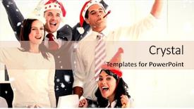  Presentation with falling snow - Theme consisting of fizz - nice business team punching background and a cream colored foreground