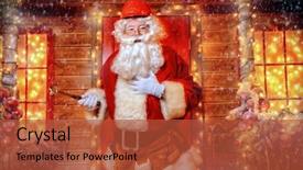  Presentation with merry christmas and new year - PPT theme with time renovate - portrait of santa claus background and a red colored foreground
