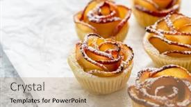  Presentation with powdered - Presentation having yummy-apple-rose-tart background and a  colored foreground
