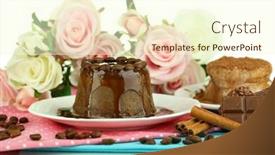  Presentation with recipe chocolate cafe - Amazing slide deck having yummy chocolate cake close-up backdrop and a cream colored foreground