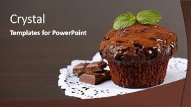 Presentation with cupcake - Slide deck consisting of yummy chocolate cupcake on table background and a dark gray colored foreground