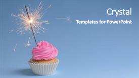  Presentation with cupcake - Beautiful theme featuring yummy cupcake with sparkler backdrop and a teal colored foreground