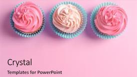  Presentation with color pink - Beautiful theme featuring yummy cupcakes on color background backdrop and a  colored foreground