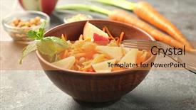  Presentation with apple pear quince - Colorful presentation design enhanced with yummy food - delicious carrot raisin salad backdrop and a  colored foreground