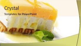  Presentation with dessert kuih ondeh ondeh - Beautiful PPT theme featuring yummy food - dessert - orange cheesecake backdrop and a yellow colored foreground