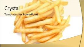  Presentation with french fries - PPT theme having yummy french fries on white background and a blonde colored foreground