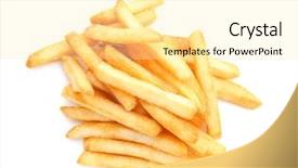  Presentation with french language - Theme featuring yummy french fries on white background and a blonde colored foreground