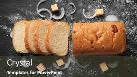  Presentation with onion - Colorful presentation design enhanced with yummy-fresh-bread-with-cheese backdrop and a  colored foreground