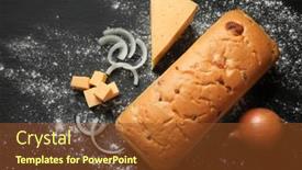  Presentation with onion - Presentation design featuring yummy-fresh-bread-with-cheese background and a  colored foreground