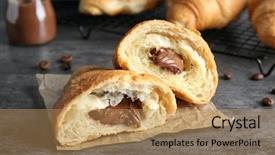  Presentation with croissant - Slide set enhanced with yummy fresh croissant with chocolate background and a coral colored foreground