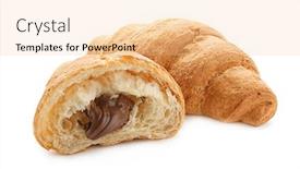  Presentation with croissant - Colorful presentation design enhanced with yummy fresh croissant with chocolate on white background backdrop and a lemonade colored foreground